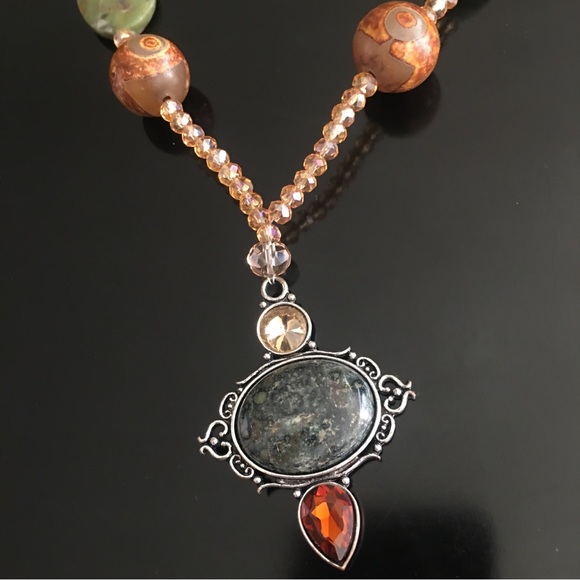 Stone & Glass Beaded Necklace - Picture 9 of 16